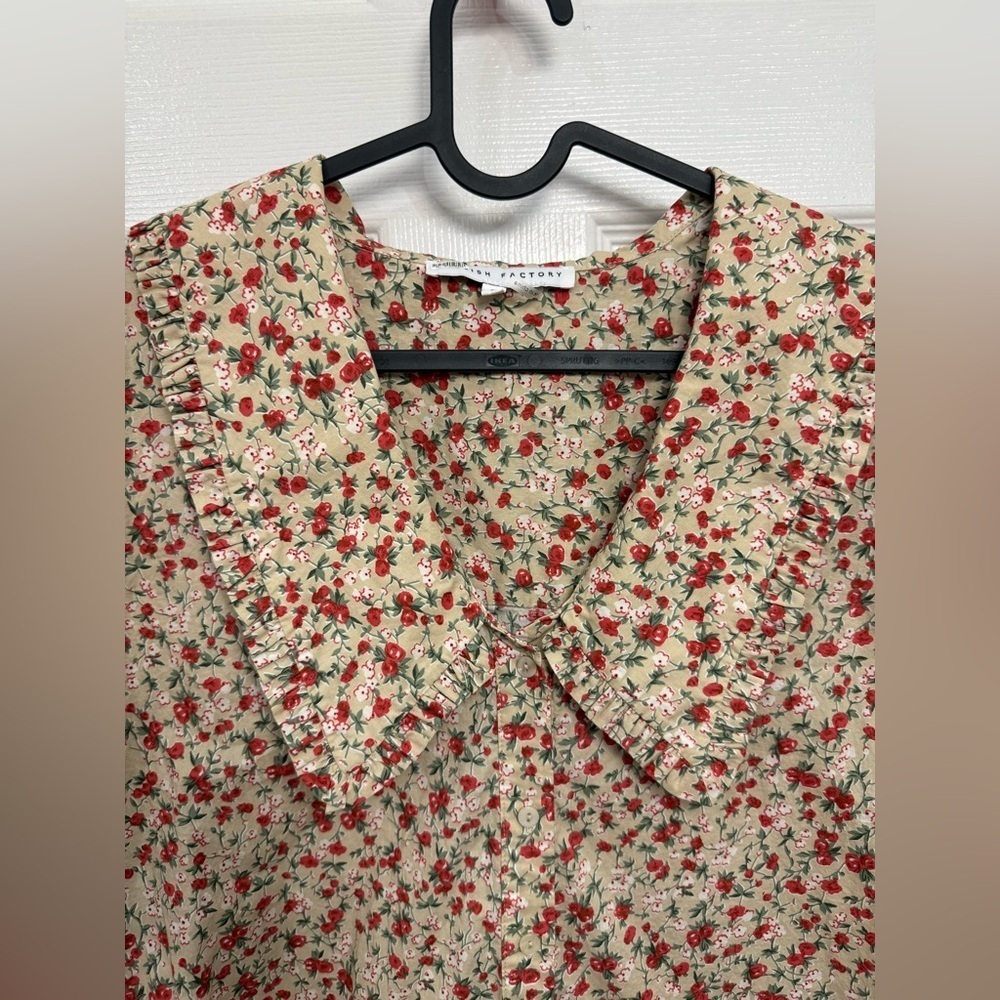 English Factory Floral Collared Button Up Top Size Small Prairie Cottagecore - Picture 2 of 6